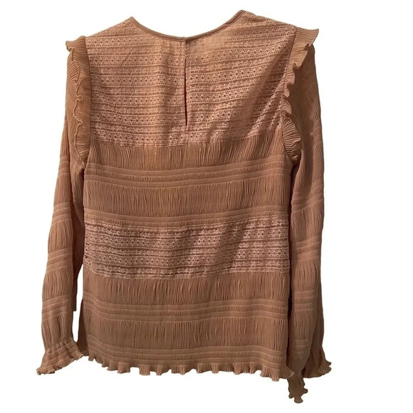 Anthropologie Velvet by Graham & Spencer ruffle & lace top. Small. Blush pink. - Picture 3 of 6